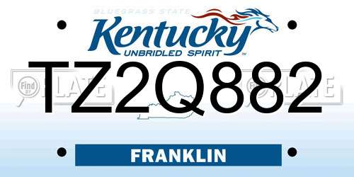 TZ2Q882 Kentucky License Plate