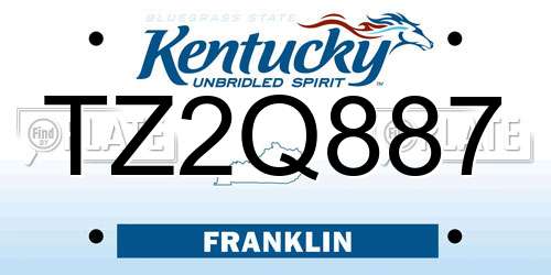 TZ2Q887 Kentucky License Plate
