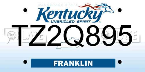 TZ2Q895 Kentucky License Plate