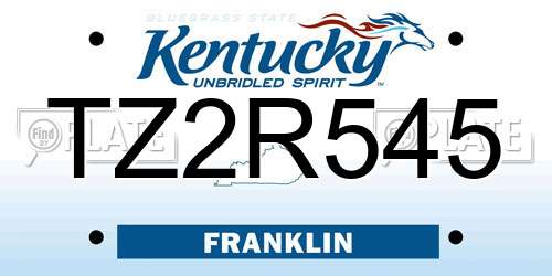 TZ2R545 Kentucky License Plate