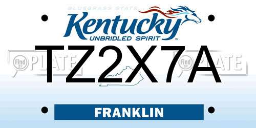 TZ2X7A Kentucky License Plate