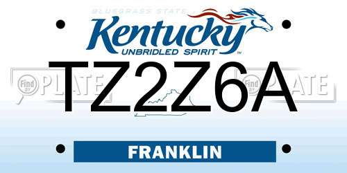 TZ2Z6A Kentucky License Plate