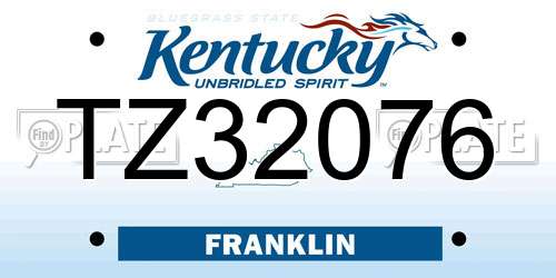 TZ32076 Kentucky License Plate