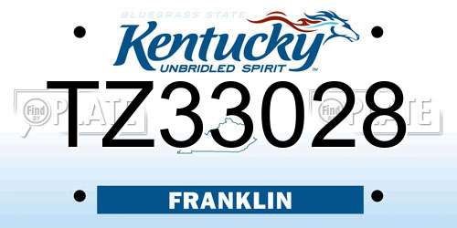 TZ33028 Kentucky License Plate