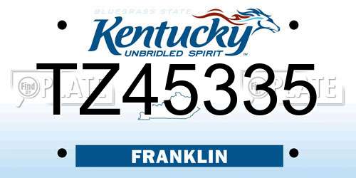 TZ45335 Kentucky License Plate