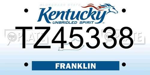 TZ45338 Kentucky License Plate