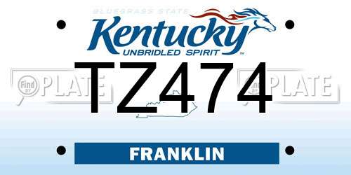 TZ474 Kentucky License Plate