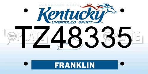 TZ48335 Kentucky License Plate