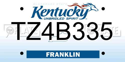 TZ4B335 Kentucky License Plate