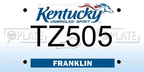 TZ505 Kentucky License Plate