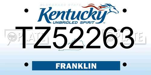 TZ52263 Kentucky License Plate