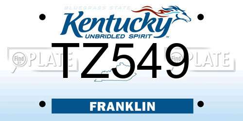 TZ549 Kentucky License Plate