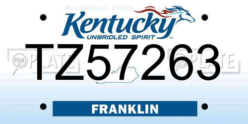 TZ57263 Kentucky License Plate