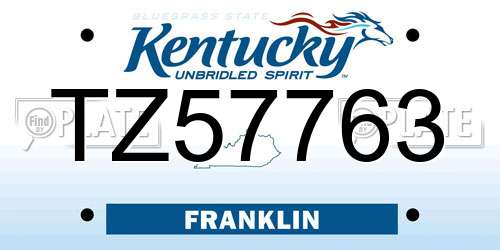 TZ57763 Kentucky License Plate