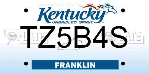 TZ5B4S Kentucky License Plate