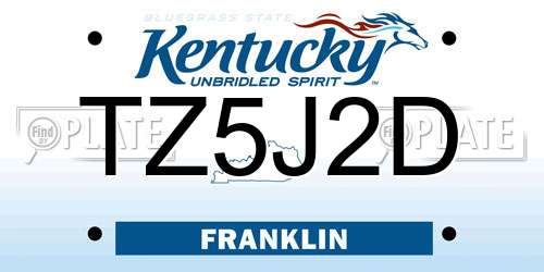 TZ5J2D Kentucky License Plate