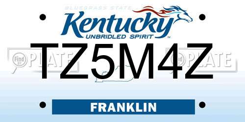 TZ5M4Z Kentucky License Plate