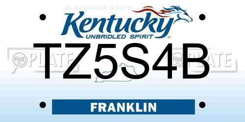 TZ5S4B Kentucky License Plate