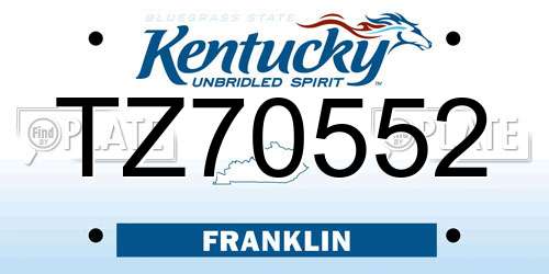 TZ70552 Kentucky License Plate