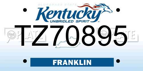 TZ70895 Kentucky License Plate