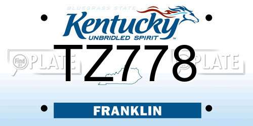 TZ778 Kentucky License Plate
