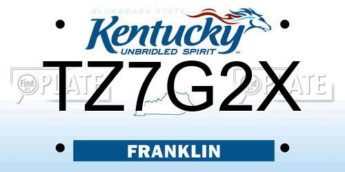 TZ7G2X Kentucky License Plate