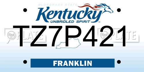 TZ7P421 Kentucky License Plate