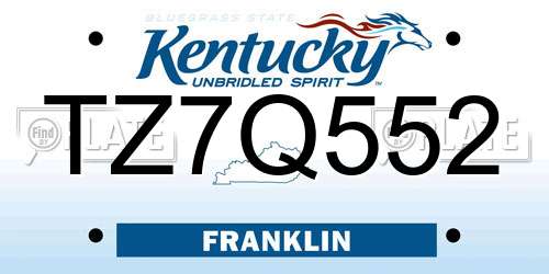 TZ7Q552 Kentucky License Plate