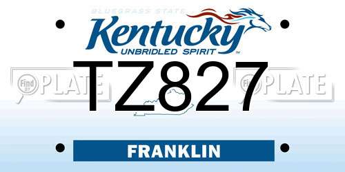 TZ827 Kentucky License Plate