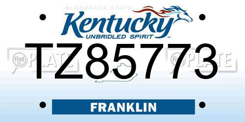 TZ85773 Kentucky License Plate