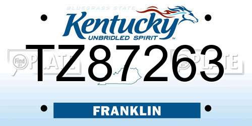 TZ87263 Kentucky License Plate