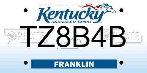 TZ8B4B Kentucky License Plate
