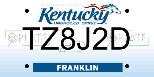 TZ8J2D Kentucky License Plate