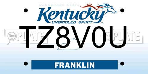 TZ8V0U Kentucky License Plate