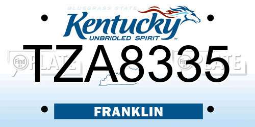 TZA8335 Kentucky License Plate