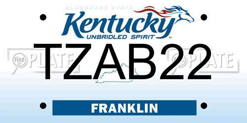 TZAB22 Kentucky License Plate