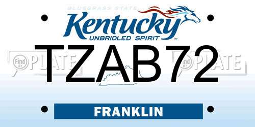 TZAB72 Kentucky License Plate