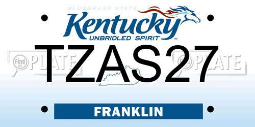 TZAS27 Kentucky License Plate