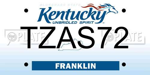 TZAS72 Kentucky License Plate