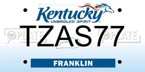TZAS77 Kentucky License Plate
