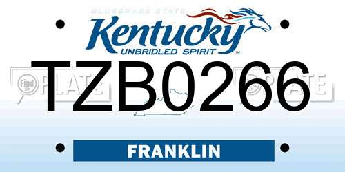 TZB0266 Kentucky License Plate