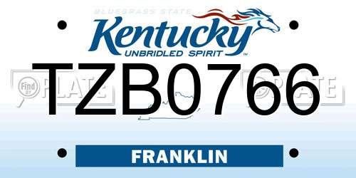 TZB0766 Kentucky License Plate