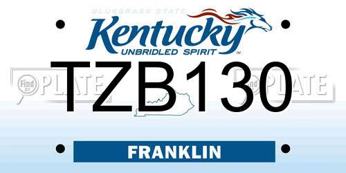 TZB130 Kentucky License Plate
