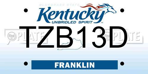 TZB13D Kentucky License Plate