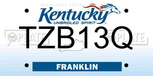 TZB13Q Kentucky License Plate