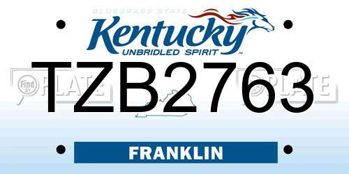 TZB2763 Kentucky License Plate
