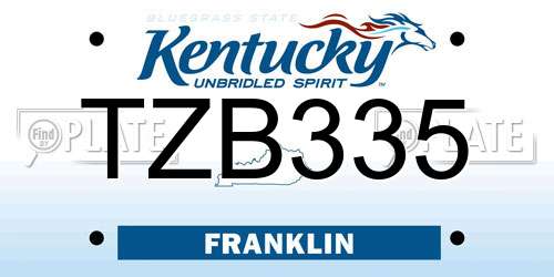 TZB335 Kentucky License Plate