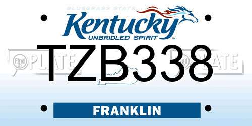 TZB338 Kentucky License Plate