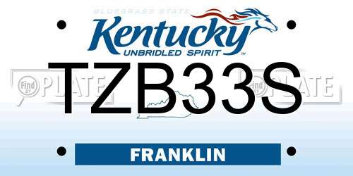 TZB33S Kentucky License Plate