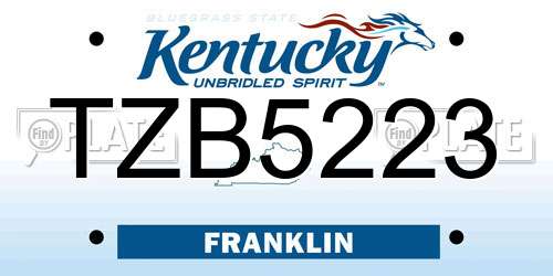 TZB5223 Kentucky License Plate